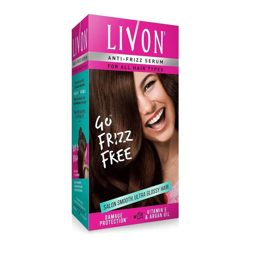 Livon Anti Frizz Hair Serum for All Hair Types with Vitamin E and Argan Oil