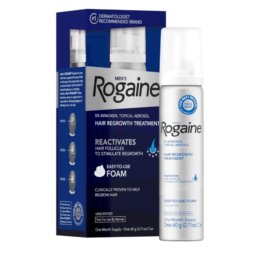 Men's Rogaine 5% Minoxidil Topical Aerosol Hair Regrowth Treatment Reactivates Easy - To -Use Foam